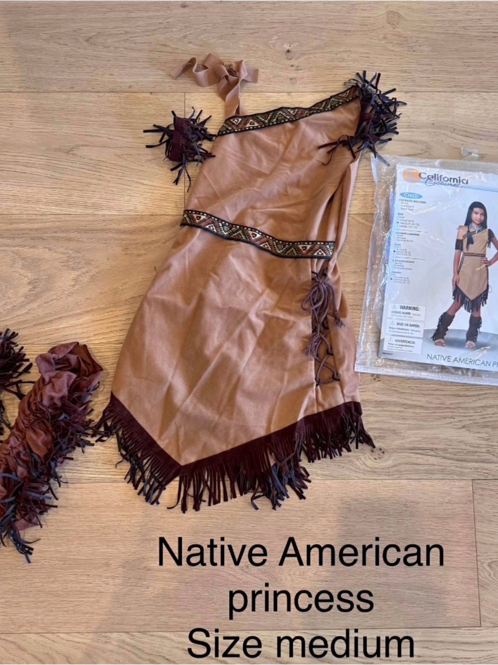 Kids Brown Native American Princess Costume - Medium